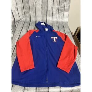 NWT Men’s Nike Texas Rangers Dugout Jacket XXL Blue Red Full Zip 2X